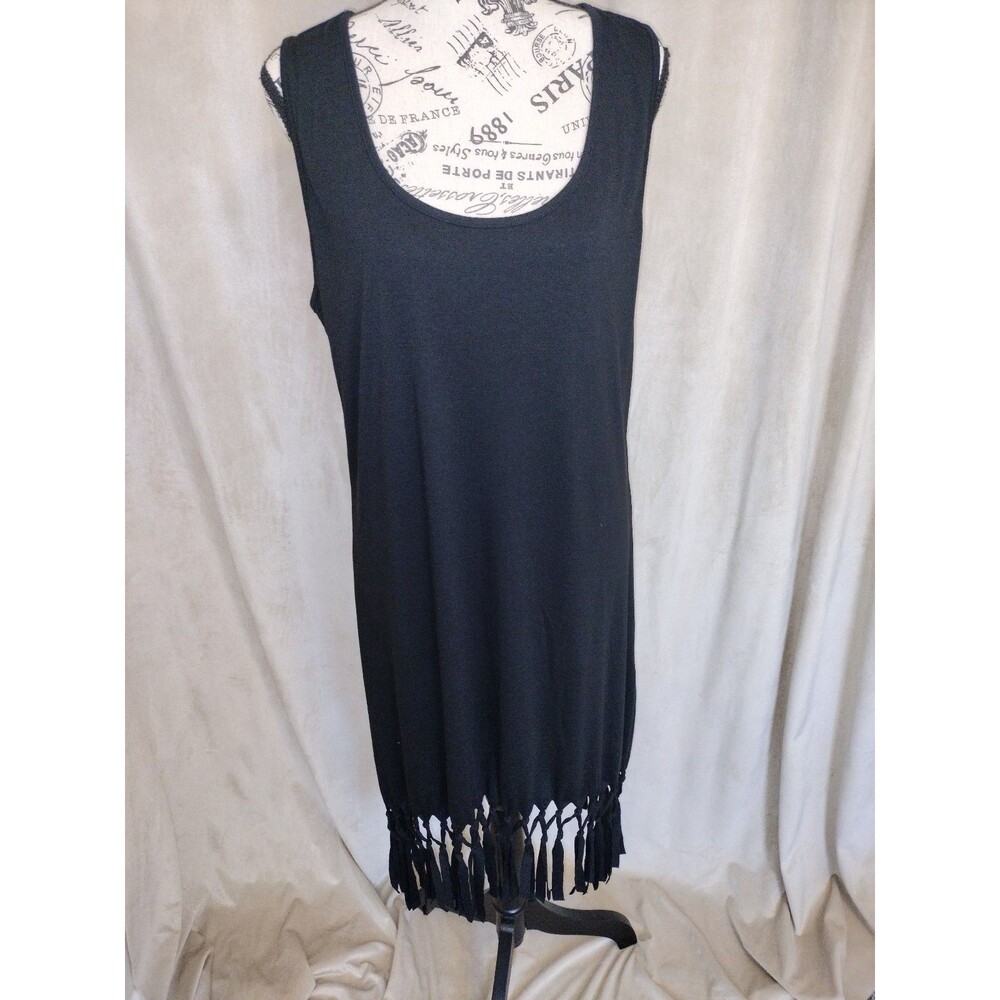 NWOT! Pinziko Black CoverUp/Tank Dress w/Fringe. Size XL
